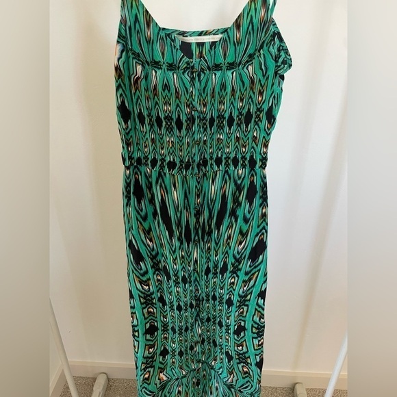 Cynthia Vincent green patterned silk maxi dress size small excellent condition - Picture 2 of 12